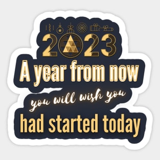 January 2023. Motivational saying. Sticker